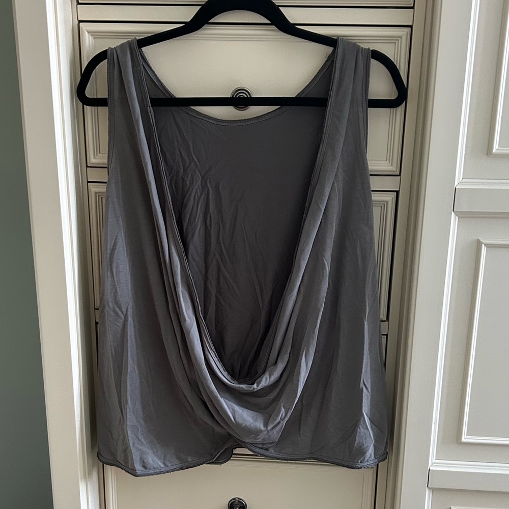 Tresics Luxe Charcoal Backless Draped Tank Top